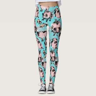 Chinese Pig Year Zodiac Original drawing Blue L Leggings