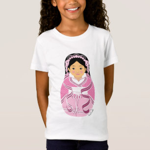 Chinese Pink Matryoshka Girls Baby Doll (Fitted) T-Shirt