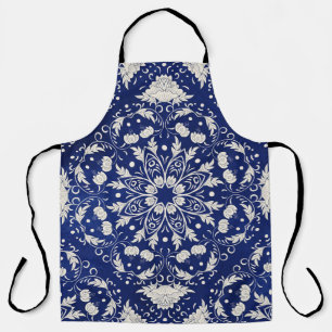 Chinese Porcelain: Blue Watercolor Floral Apron