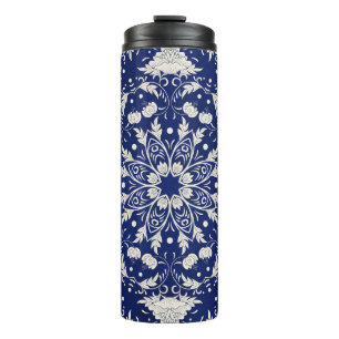 Chinese Porcelain: Blue Watercolor Floral Thermal Tumbler