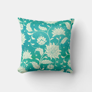 Chinese Porcelain Floral Watercolor Cushion