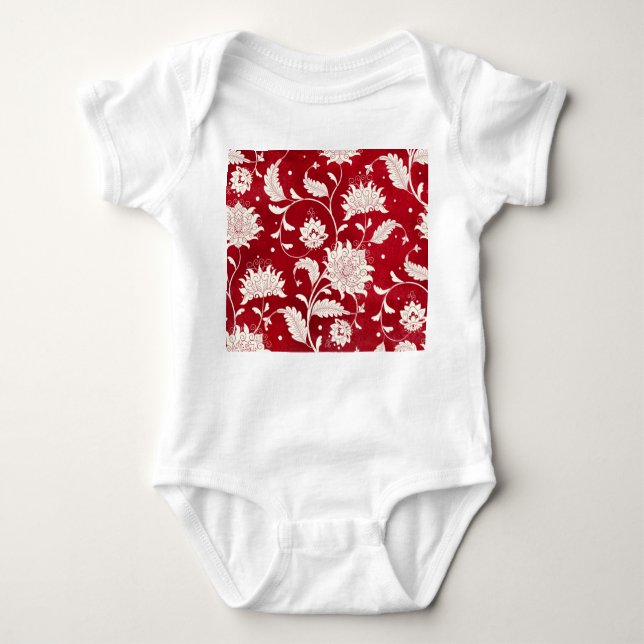 Chinese porcelain imitation: floral painting baby bodysuit (Front)