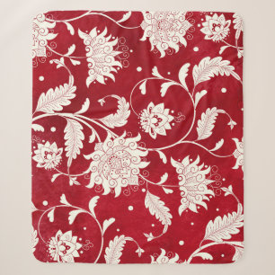 Chinese porcelain imitation: floral painting sherpa blanket