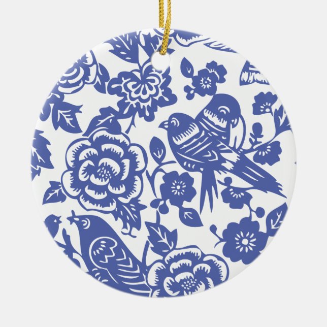 Chinese Porcelain Pattern II Ceramic Tree Decoration (Front)