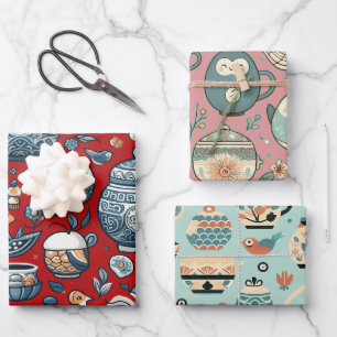 Chinese pottery art wrapping paper sheet