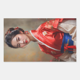Chinese Princess Portrait Rectangular Sticker