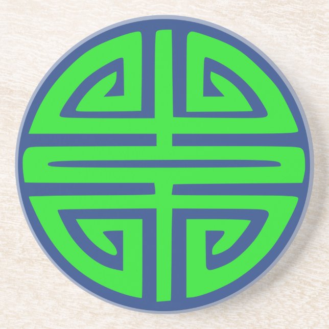 Chinese prosperity symbol green coaster (Front)
