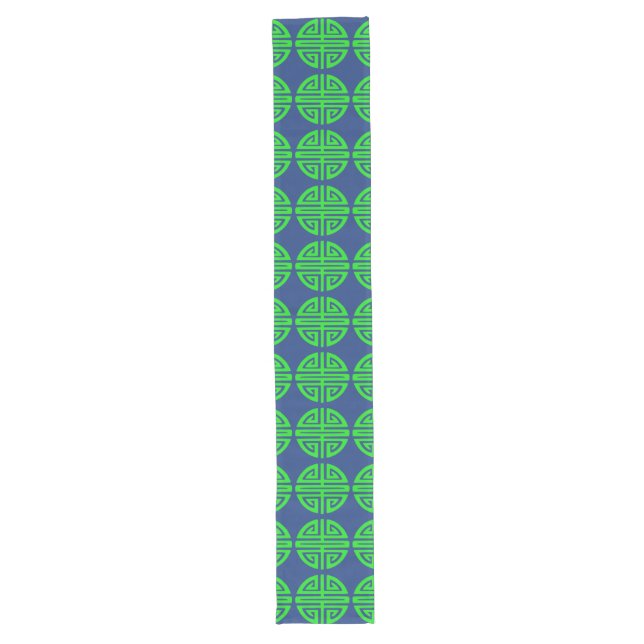 Chinese prosperity symbol green long table runner (Front)