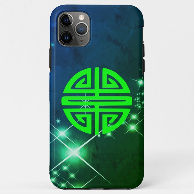 Chinese prosperity symbol green sparkles Case-Mate iPhone case (Back)