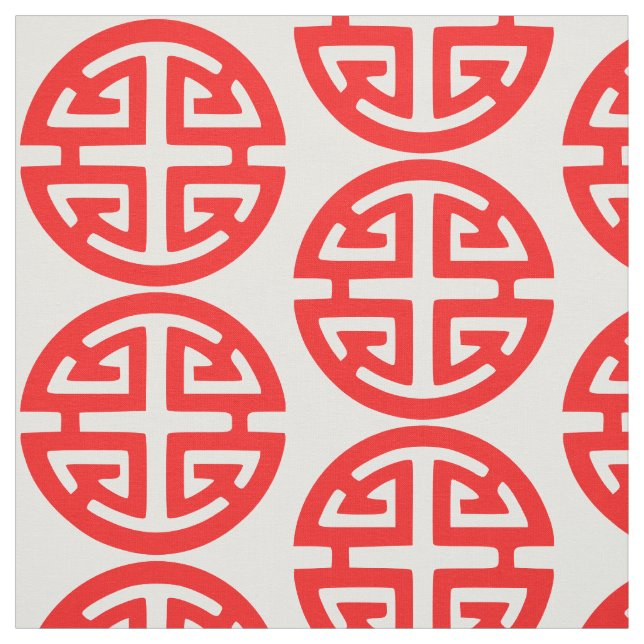 Chinese prosperity symbol red fabric (Swatch)