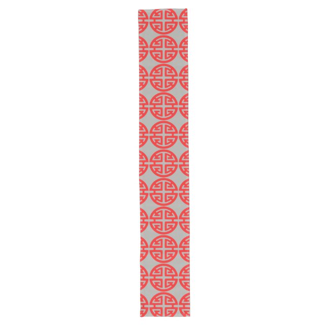 Chinese prosperity symbol red long table runner (Front)
