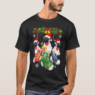 Chinese Pug Christmas Socks Tree Light Xmas Santa T-Shirt