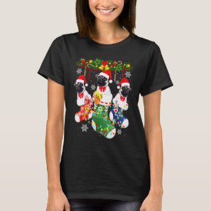 Chinese Pug Christmas Socks Tree Light Xmas Santa T-Shirt