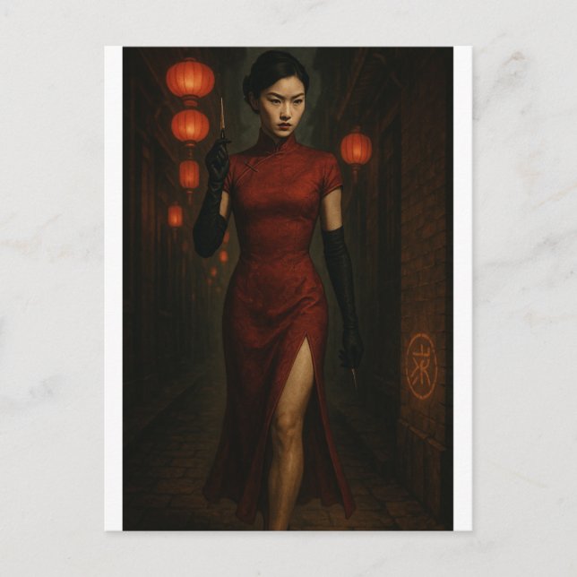 Chinese Qipao Assassin – Code in Crimson Postcard (Front)