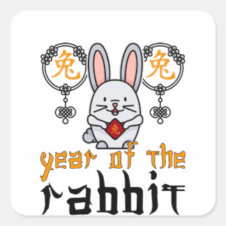 Chinese Rabbit Character New Year 2023 Square Sticker