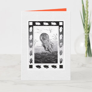 Chinese Rabbit New Year English Folded Greeting Card