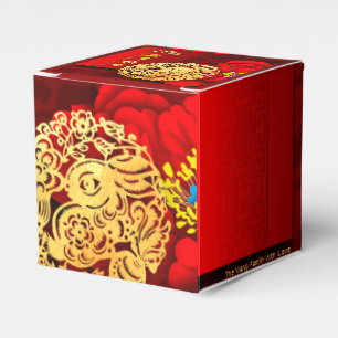 Chinese Rabbit paper-cut Peonies New Year 2023 FB Favour Box