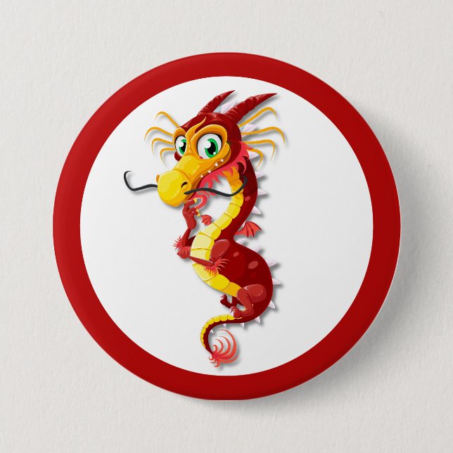 Chinese Red Dragon 7.5 Cm Round Badge (Front)