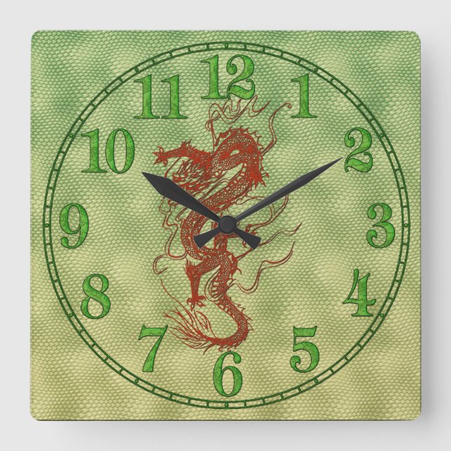 Chinese Red Dragon Fantasy Art Designer Gift Clock (Front)