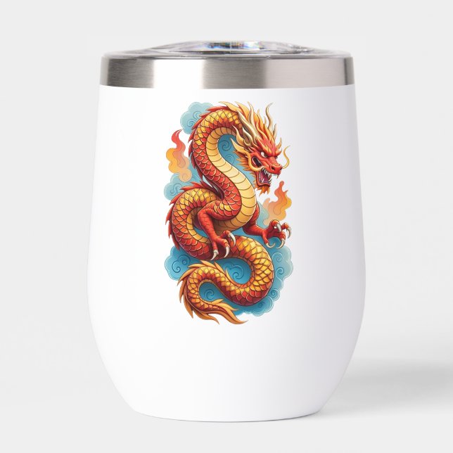 Chinese Red Dragon Fiery Illustration-67561 (Front)