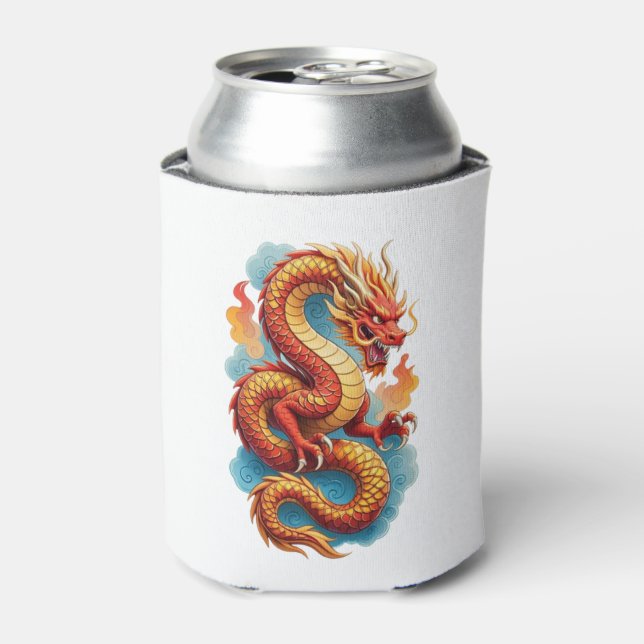Chinese Red Dragon Fiery Illustration-67561 Can Cooler (Can Front)