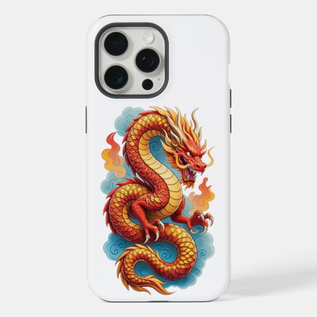 Chinese Red Dragon Fiery Illustration-67561 iPhone Case (Back)