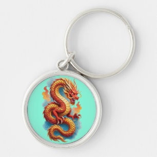 Chinese Red Dragon Fiery Illustration-67561 Key Ring