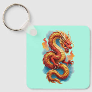 Chinese Red Dragon Fiery Illustration-67561 Key Ring