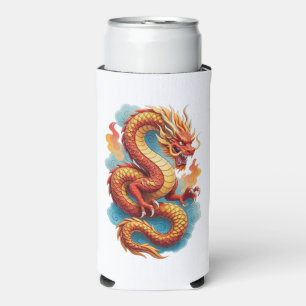 Chinese Red Dragon Fiery Illustration-67561 Seltzer Can Cooler