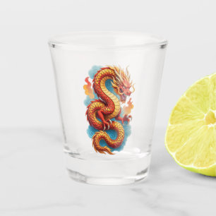 Chinese Red Dragon Fiery Illustration-67561 Shot Glass