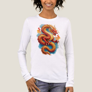 Chinese Red Dragon Fiery Illustration-67566 Hoodie Tri-Blend Shirt
