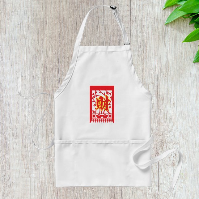 Chinese Red Envelope Design with Prosperity Symbol Standard Apron (Creator Uploaded)