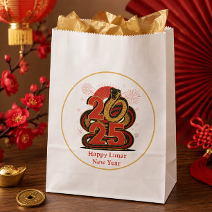 Chinese red Gold Happy Lunar New Year Of The Snake Favour Bags