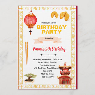 Chinese Restaurant Birthday Invitation