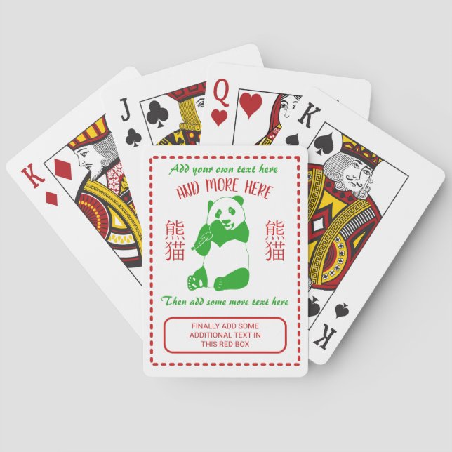 Chinese Restaurant Takeout Menu Custom Text Playing Cards (Back)