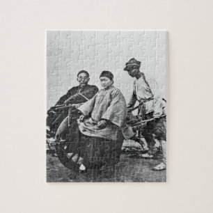 Chinese rickshaw, c.1870 (b/w photo) jigsaw puzzle
