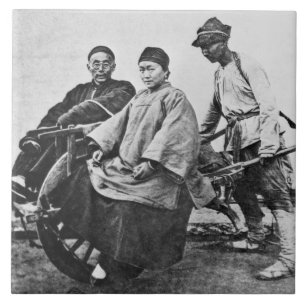 Chinese rickshaw, c.1870 (b/w photo) tile