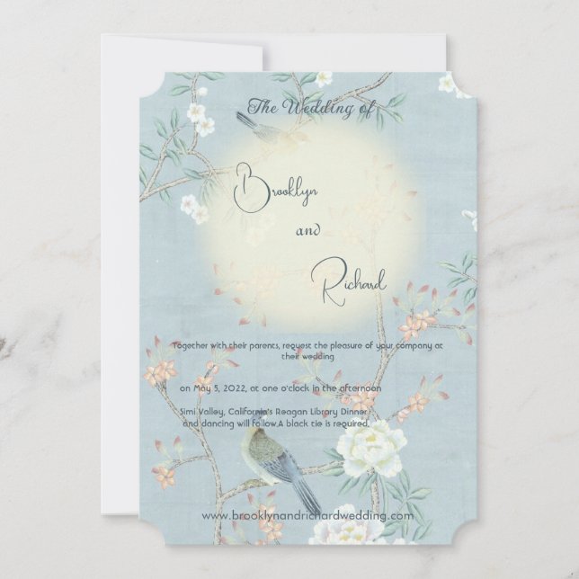 Chinese, Romantic elegant, wedding invitation (Front)