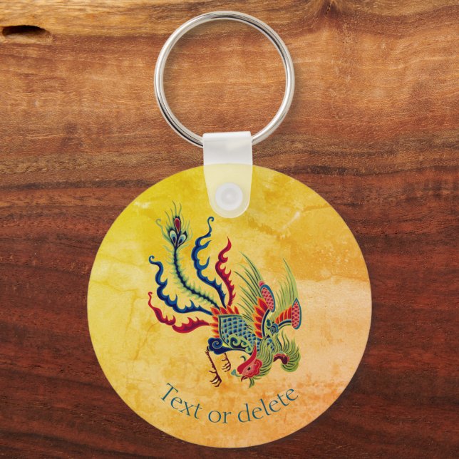 Chinese Rooster Art Design Personalised Key Ring (Front)