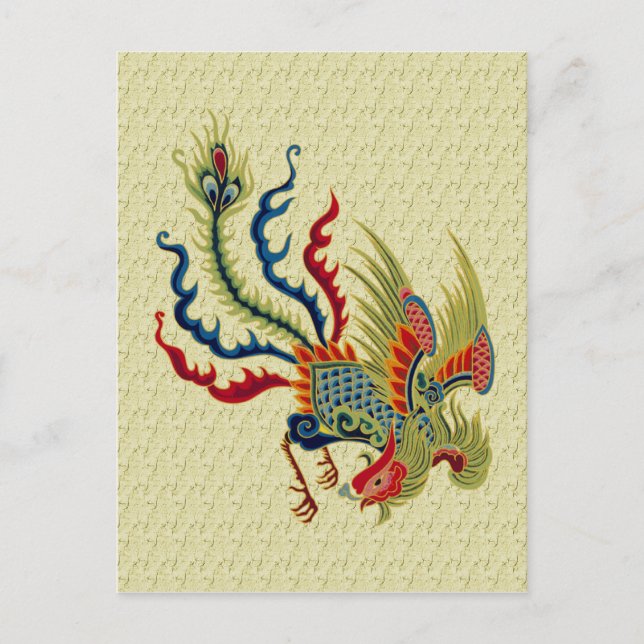Chinese Rooster Art Design Postcard (Front)
