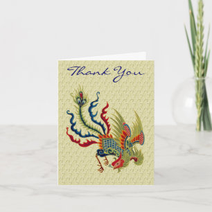 Chinese Rooster Art Design Thank You Card