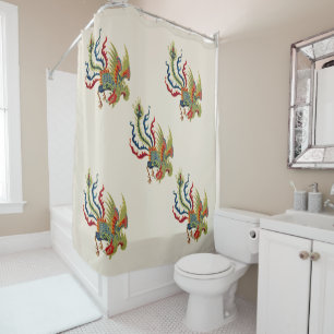 Chinese Rooster Art  Shower Curtain