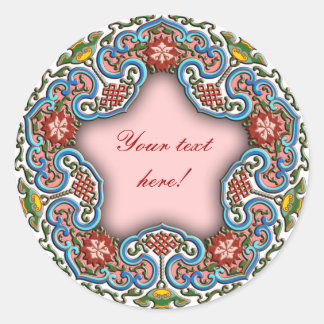 Chinese round pattern good fortune classic round sticker
