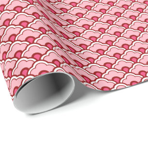 Chinese Scallops, Fuchsia and Light Pink Wrapping Paper