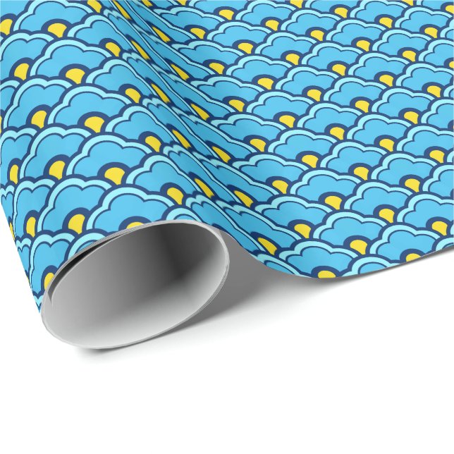 Chinese Scallops, Turquoise and Aqua Wrapping Pape Wrapping Paper (Roll Corner)