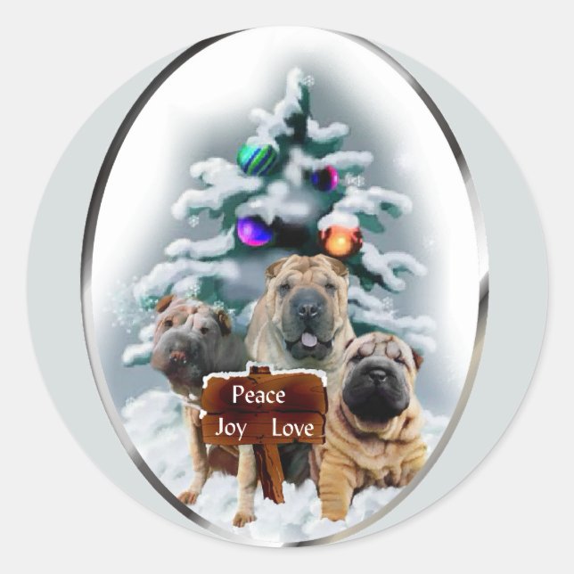 Chinese Shar-Pei Christmas Gifts Classic Round Sticker (Front)