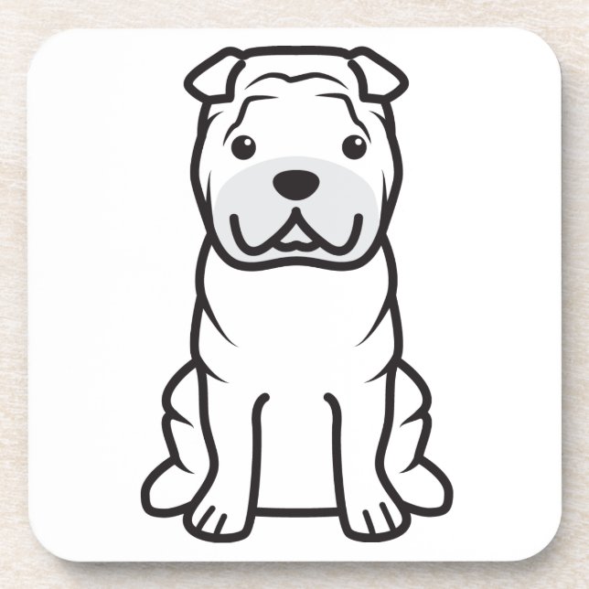 Chinese Shar-Pei Dog Cartoon Coaster (Front)
