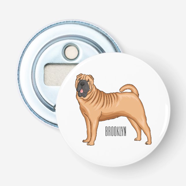 Chinese Shar-Pei dog cartoon illustration Bottle Opener (Front)
