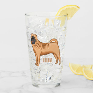 Chinese Shar-Pei dog cartoon illustration Glass