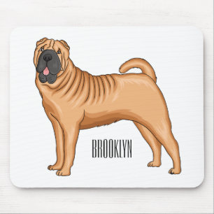 Chinese Shar-Pei dog cartoon illustration Mouse Pad